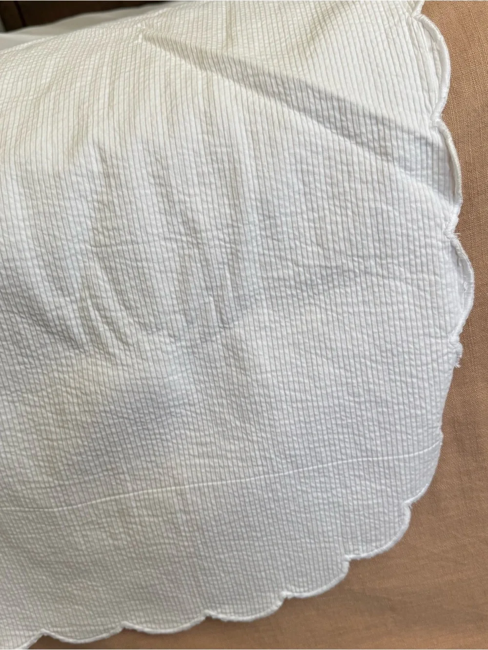 Vintage Ralph Lauren Embossed White Twin Size Sheet Bedspread Scalloped 90s